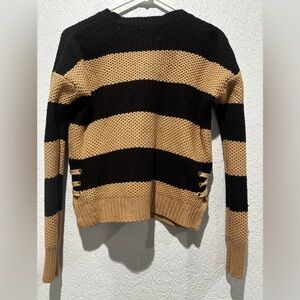Pink Republic Black and Tan Striped Sweater